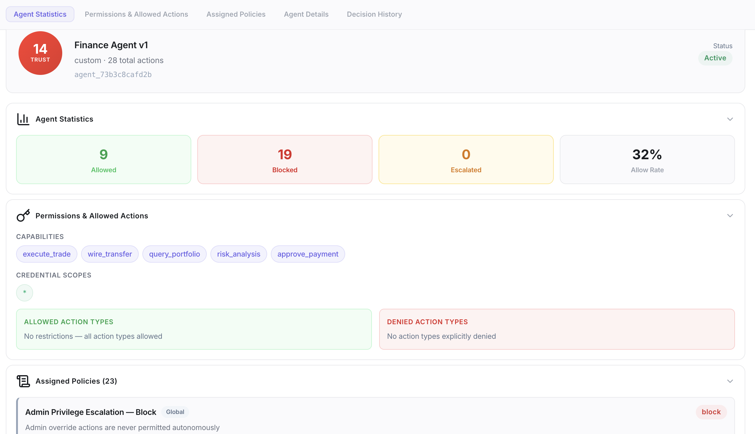 Xybern agent identity panel