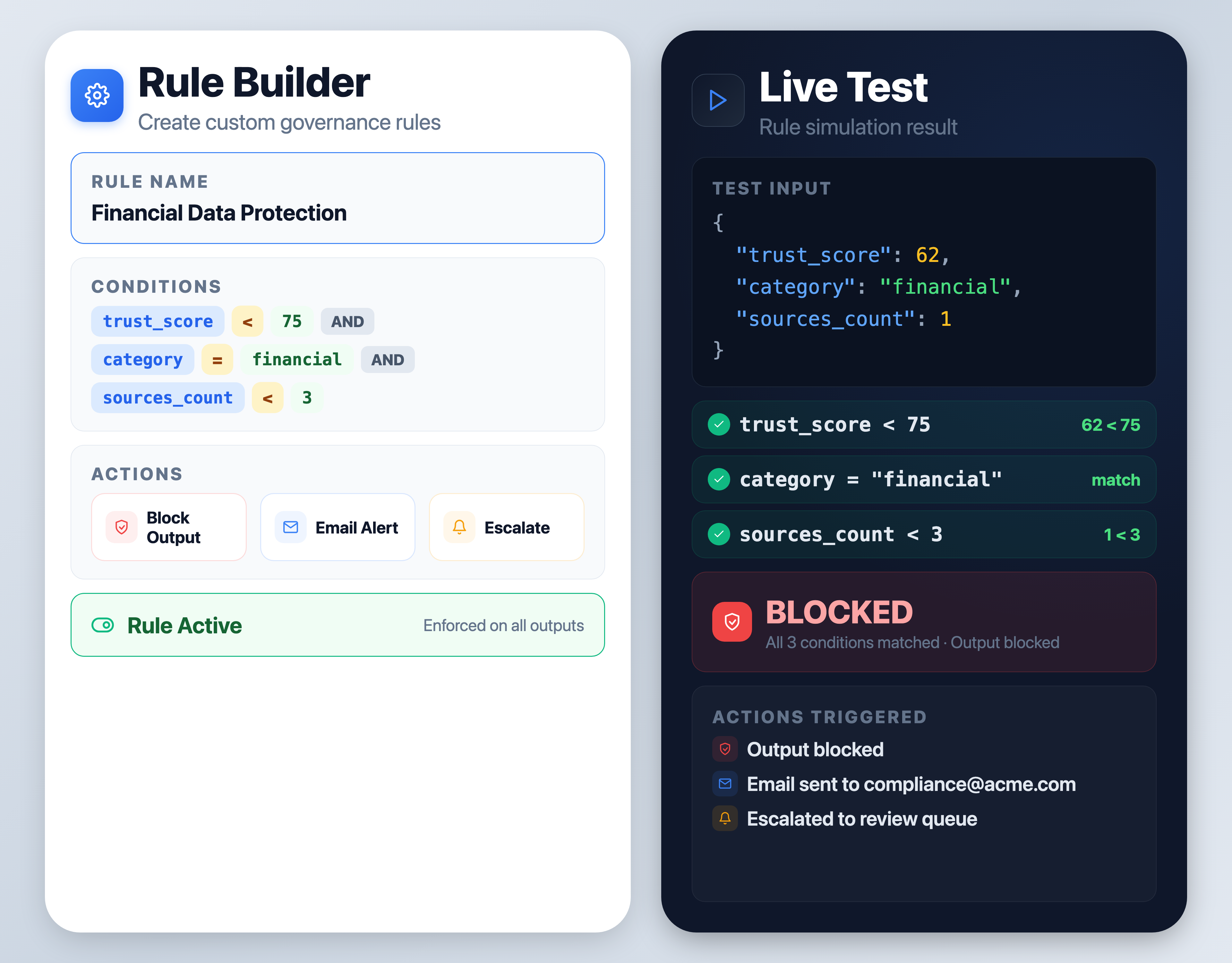 Custom Rules Builder Interface