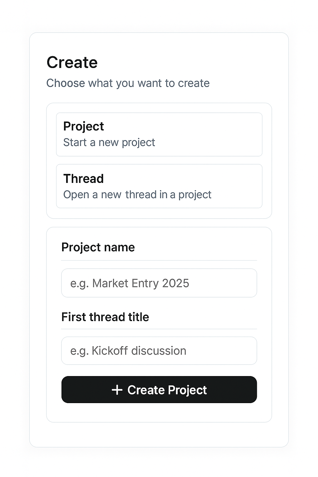 Create an AI project workspace in Xybern