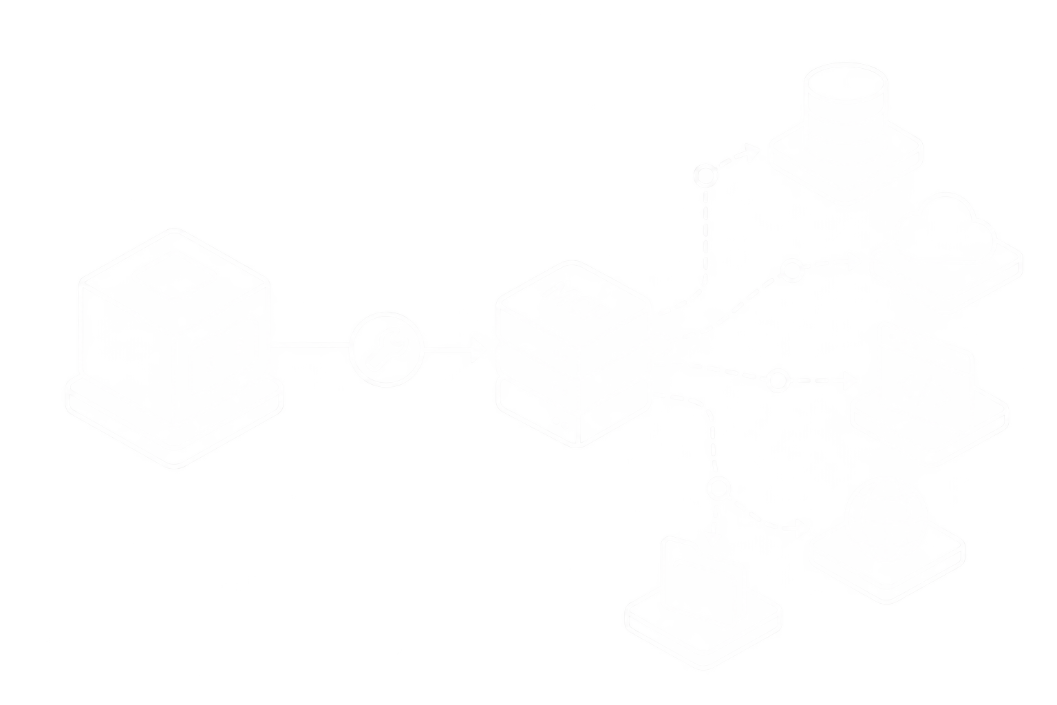 An agent reaching an MCP server that fans out to databases, cloud, apps and the web